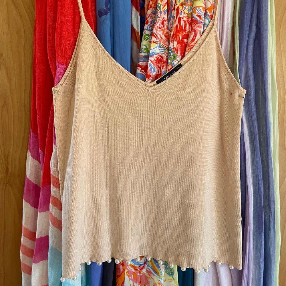 Zara knit camisole with pearl detail